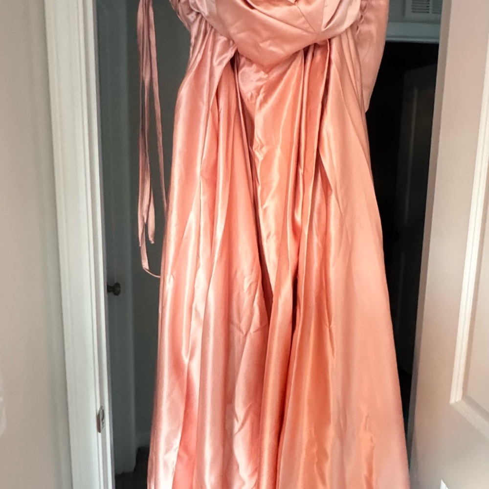 Elegant Peach Satin Gown